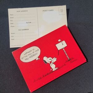Snoopy 1968 Address Change Postcard Booklet ~ Charles M. Schulz ~ Peanuts ~ Cute